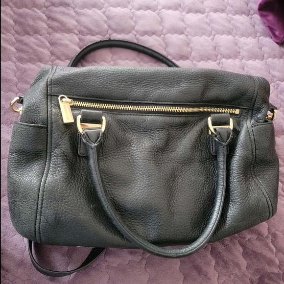 Preloved michael Kors black leather multi pocket foldover zip closure satchel - Picture 5 of 9